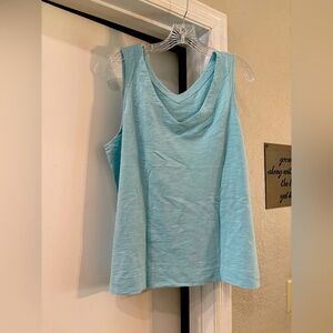 Chico's V Neck (front,back) Aqua Blue Layering Tank Top - Size 3\XL Vellom